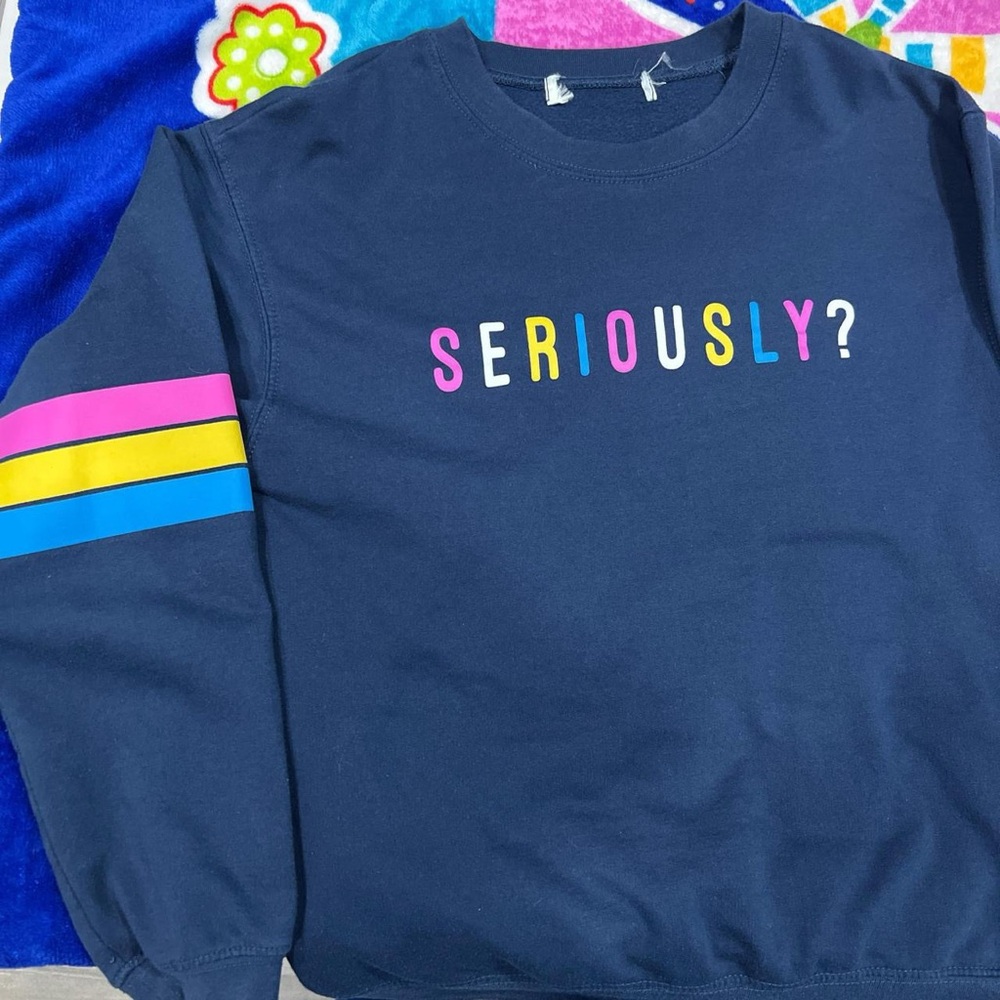 Navy Blue Graphic Crewneck Sweater